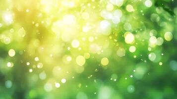 A dreamy blend of yellow and green, creating a mesmerizing abstract bokeh with bright highlights and a soft, natural ambiance. photo