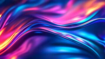 Iridescent waves of vibrant blue, pink, and orange create a mesmerizing display, capturing light and movement in a captivating abstract. photo