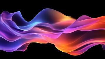 Abstract waves of color flow across a dark void, creating a dynamic and visually appealing design. Smooth curves and vibrant hues. photo