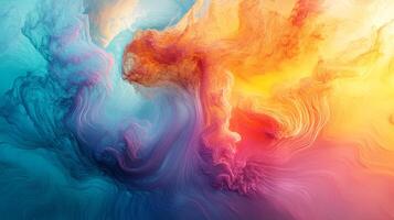 Colorful, vibrant swirls of paint blend together in a dynamic and captivating abstract composition, creating a sense of depth and movement. photo