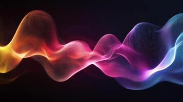 Abstract waves of vibrant colors flow across a dark background, creating a dynamic and visually stunning pattern. Evokes energy and motion. photo