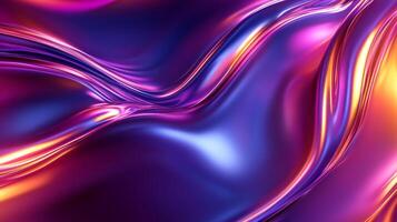 Abstract art features vibrant waves of purple, blue, and gold light, creating a dynamic and fluid visual texture and smooth gradients. photo