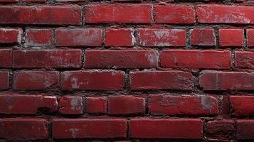 A textured brick wall in deep red hues, perfect for backgrounds or architectural studies with rustic charm and weathered appearance. photo