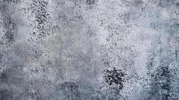 Detailed close-up of a distressed concrete surface, featuring textures and variations in color from light gray to nearly black. A grunge style. photo