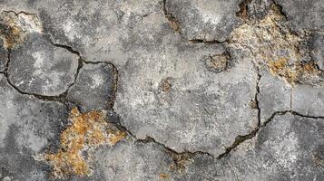 Weathered concrete surface showing cracks and decay, highlighting aging, deterioration, and textural variation, background, pattern, design. photo
