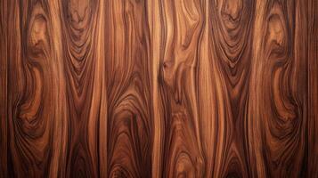 An up-close, detailed view of a wooden surface showcasing intricate grain patterns, textures, and warm brown tones with dark grain accents. photo