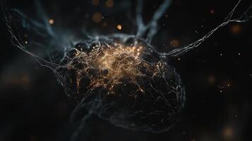 Abstract rendering of neural networks intertwined, showcasing connections and complexity. A cosmic display of intellect and networks. photo