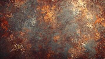Earthy-toned abstract texture featuring rust, gray, gold, and brown hues creating a weathered and organic design. photo