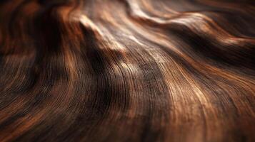 Abstract close-up of dark wood grain with light reflections, creating a textured and natural surface with a sense of depth and movement. photo