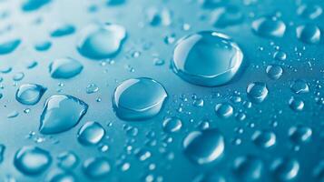 Water droplets on a smooth surface reflect light, creating a cool, calming, and refreshing visual experience. photo