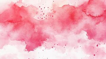 Abstract watercolor painting with a blend of vibrant red and soft pink hues, creating a dreamy and textured artistic backdrop. photo
