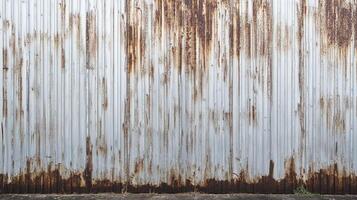 Corrugated metal wall showing extensive rust and weathering, creating a textured industrial backdrop with a sense of decay and age. photo