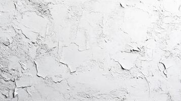 Monochromatic plaster wall with distressed texture, aged and textured surface with unique patterns, white color palette, wall design element. photo