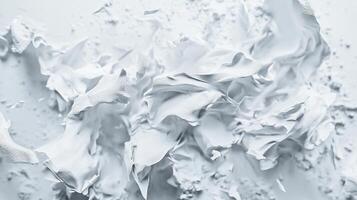 Abstract all-white scene with texture-rich, swirling shapes, evoking a sense of movement and depth in a monochromatic palette. photo