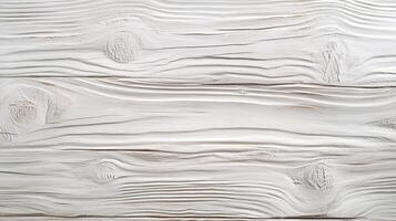 White-painted wood planks show a subtle pattern of grain and knots, lending a natural, rustic charm. The texture creates a calming visual. photo