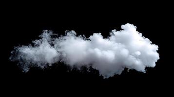 A billowing cloud of white smoke or vapor against a stark black backdrop creates a dramatic and ethereal visual effect. Clean background. photo