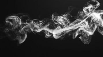 Abstract, white smoke pattern on black background, creating a dynamic and ethereal visual effect. Elegance and mystery are the key aspects photo