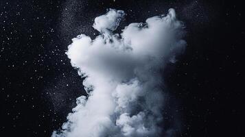 Ethereal plume against a night sky, resembling clouds amidst stars. A dreamlike visual, creating a sense of mystery and wonder. photo