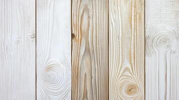 Rustic wooden planks create a textured background with knots and grain patterns. Painted surfaces reveal natural wood underneath. photo