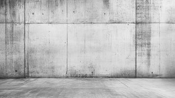 A stark concrete wall and floor create a minimalist, industrial backdrop, highlighting texture and simplicity in an urban architectural setting. photo