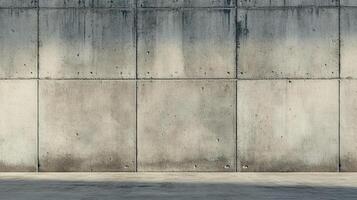 An expansive concrete wall meets the concrete floor, creating a modern, industrial backdrop, bathed in soft shadows and subtle textures. photo