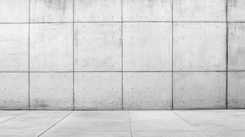 Concrete wall and floor create a minimalist space. The panels form a grid, perfect for backgrounds or showcasing architectural elements. photo