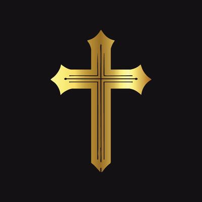 Elegant Gold Christian Cross Silhouette