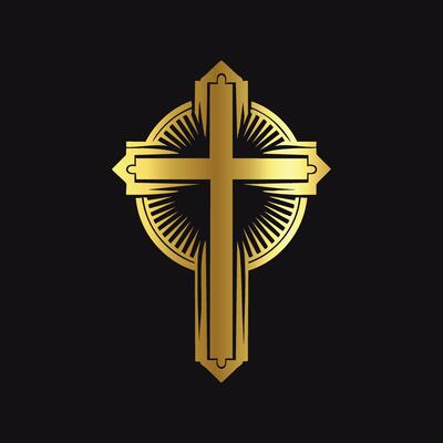 Sacred Gold Cross Emblem on Dark Background
