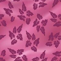 Flourish leaves ornament over soft silk folds background. The texture of textile pattern with flourish nature garden motif. Floral pattern. vector