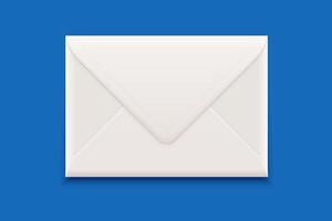 White envelope on blue background. Mail, messaging concept vector