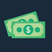 Stack of dollar bills on a dark background. vector