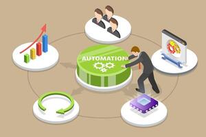 3D Isometric Flat Conceptual Illustration of Automation, Digital Transformation for Business vector