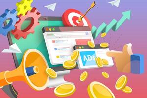 3D Conceptual Illustration of Pay Per Click. vector