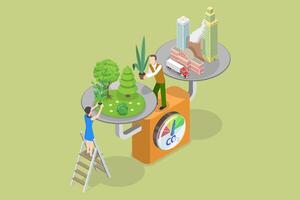 3D Isometric Flat Conceptual Illustration of Carbon Neutrality, Net Zero or CO2 Neutral vector