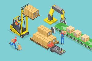 3D Isometric Flat Conceptual Illustration of RFID Logistics Tracking, Automated Storage Service vector
