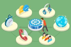 3D Isometric Flat Conceptual Illustration of Technical Support Service, Client Assistance vector