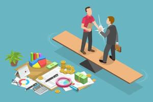 3D Isometric Flat Conceptual Illustration of Equal Business Partnership, Contract Signing with Handshake vector