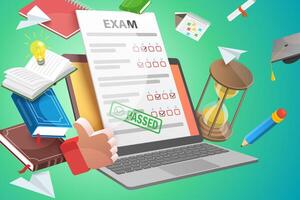 3D Conceptual Illustration of Online Exam, Digital Knowledge Testing vector