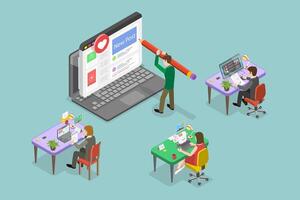 3D Isometric Flat Conceptual Illustration of Blog Content Creating, Creative Writing vector