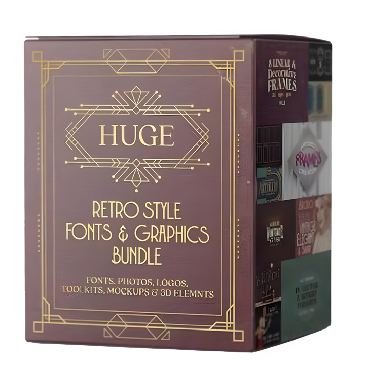 Huge Retro Style Fonts and Graphics Bundle