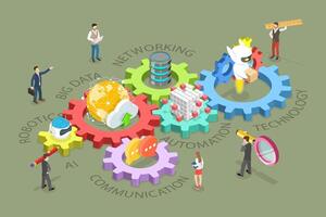 3D Isometric Flat Conceptual Illustration of Digital Transformation, Digitalization Strategy Framework vector