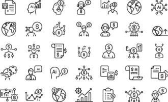 Technology And Mobile Apps Artificial Intelligence Of Web Icons Set Editable Thin Stroke Line Style vector