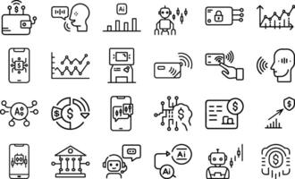 Editable Thin Stroke Line Style Artificial Intelligence Of Web Technology And Mobile Apps Icons Set vector