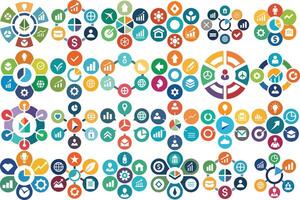 Corporate Business Infographic Structure Process Stroke Icon Set On An Isolated White Background vector