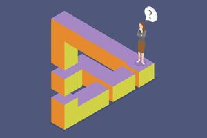 3D Isometric Flat Conceptual Illustration of Impossible Figure, Business Challenge vector
