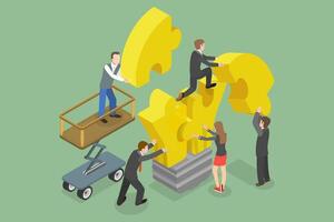 3D Isometric Flat Conceptual Illustration of Team Building, Teamwork and Cooperation vector