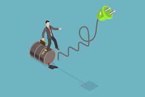 3D Isometric Flat Conceptual Illustration of Energy Transition, Electricity Generation Renewable Sources vector