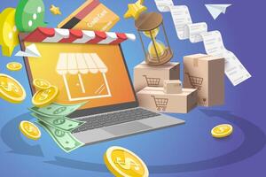 3D Conceptual Illustration of Return And Exchange, Purchase Refunding Online Service vector