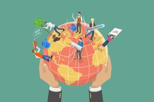 3D Isometric Flat Conceptual Illustration of Stop Global Warming, Environmental Problems vector