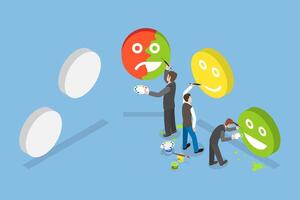 3D Isometric Flat Conceptual Illustration of Customer Satisfaction, Customer Choice vector
